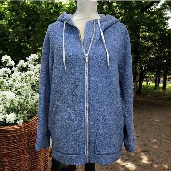 Lululemon So Sherpa Lunar Eclipse Periwinkle Blue Full Zip Hooded Jacket Size 12 - Picture 1 of 15